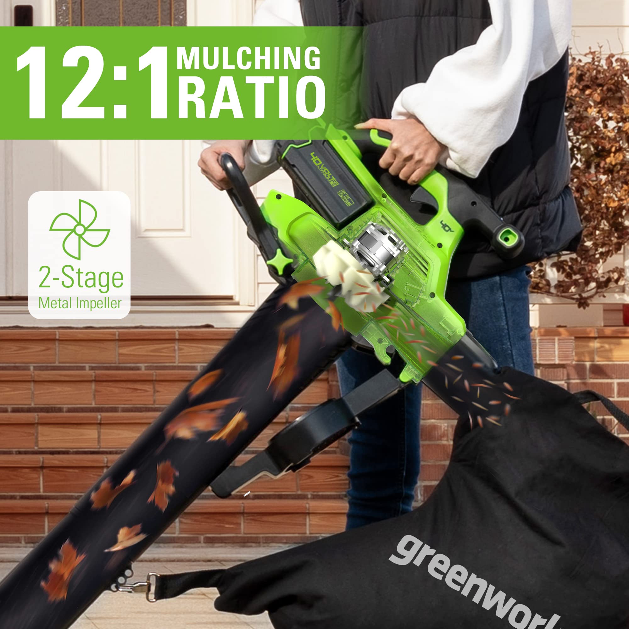 40V 505 CFM Cordless Battery Leaf Blower/Vacumn (Tool Only)| Greenworks Tools