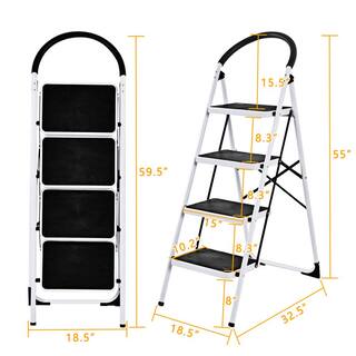 ANGELES HOME 4.58 ft. Steel Foldable 4 Step Ladder (10 ft. Reach) 330 lbs. Load Capacity Type IA Duty Rating 8CKTL35-311