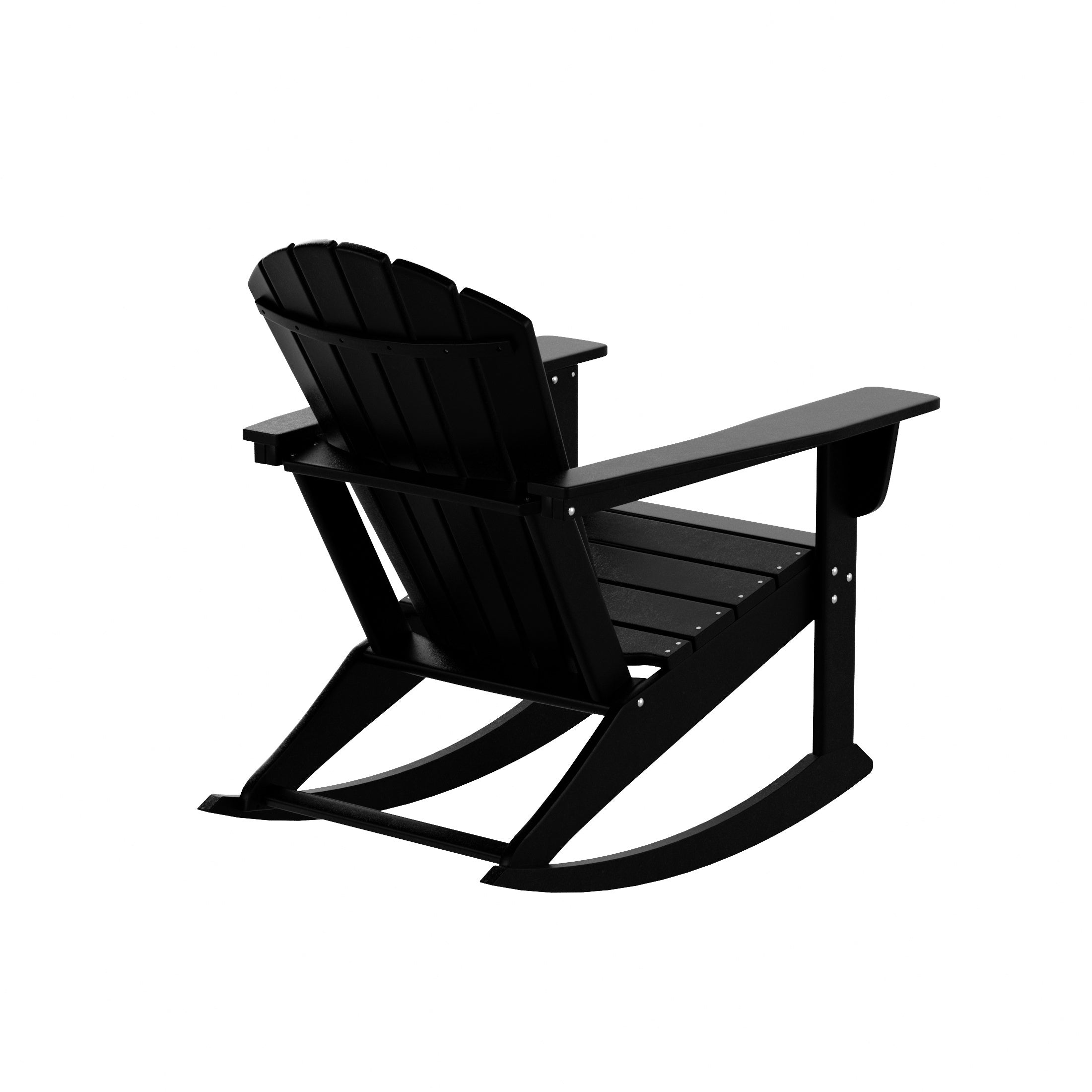 WestinTrends Dylan Outdoor Rocking Chair, All Weather Poly Lumber Seashell Adirondack Rocker Chair, 350 Lbs Support Black Rocking Chairs for Porch Garden Backyard and Indoor