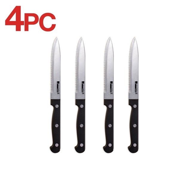 Ronco 4 Piece Steak Knife Set Stainless steel Serrated Blades Full tang Triple riveted Knives