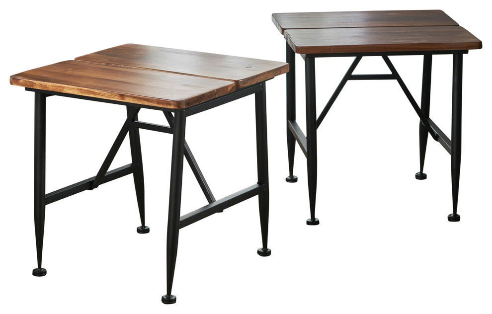 GDF Studio Emily Industrial Acacia End Tables With Black Accents  Set of 2   Industrial   Side Tables And End Tables   by GDFStudio  Houzz