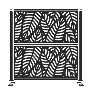 Barrette Outdoor Living 6 ft. x 6 ft. Matte Black Metal Decorative Screen Panel Frame Kit with Sanibel Black 73032561