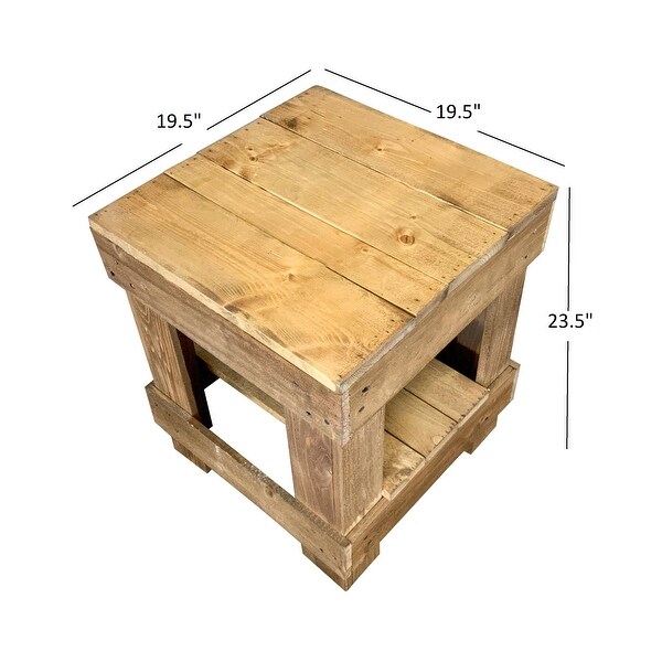 Pine Solid Wood Farmhouse End Table