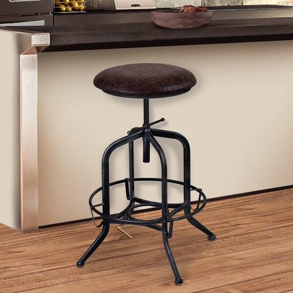 Brown and Black Adjustable Industrial Style Bar Stool - 34 x 17 x 17