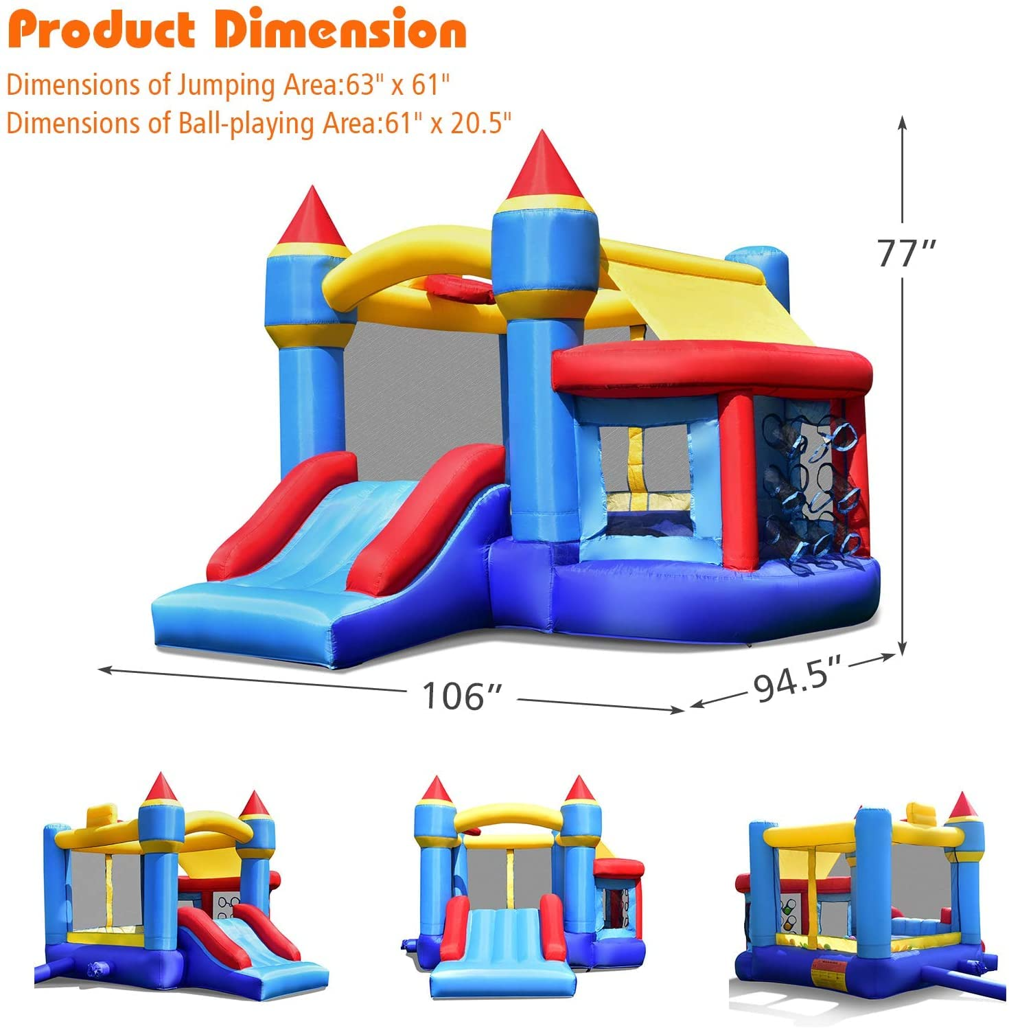 Inflatable Bounce House, Kids Jump 'n Slide Bouncer