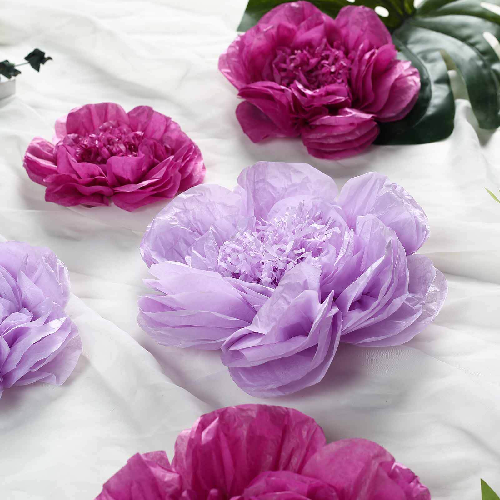 Set of 6 Lavender / Eggplant Peony 3D Paper Flowers Wall Decor 7