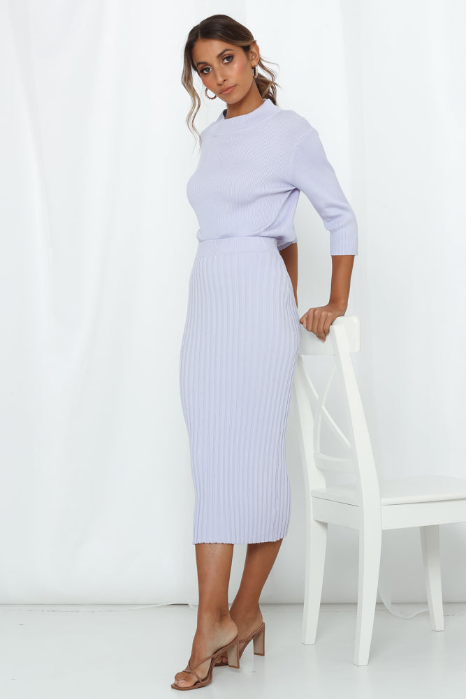 Old Flings Knit Midi Skirt Lilac