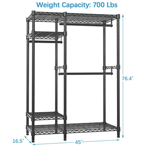 Vipek V2 Garment Rack Metal Clothing Rack For Hanging Clothes Free Standing Closet Wardrobe Max Load 700lbs Black