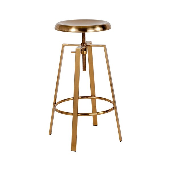 Offex Toledo Industrial Style Barstool with Swivel Lift Adjustable Height Seat in Gold Finish