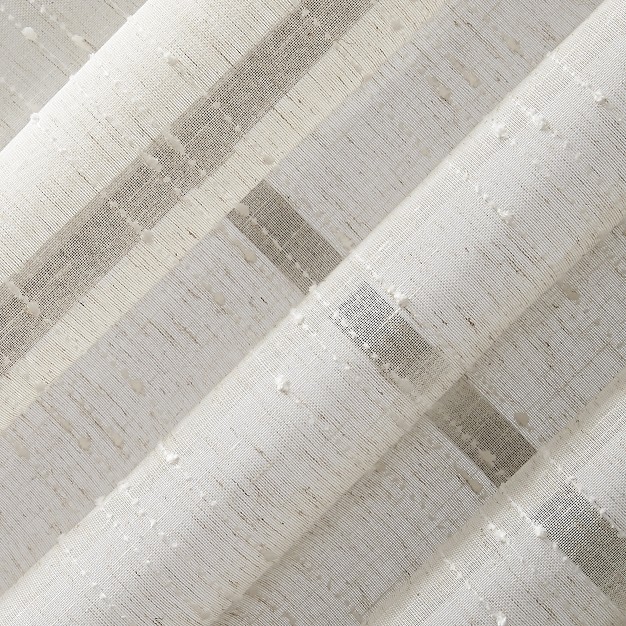 Textured Slub Stripe Sheer Anti dust Curtain Panel Clean Window