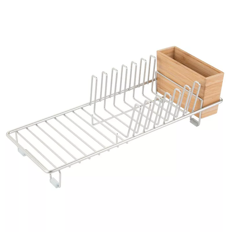 mDesign Compact Countertop， Sink Dish Drying Rack，   Caddy