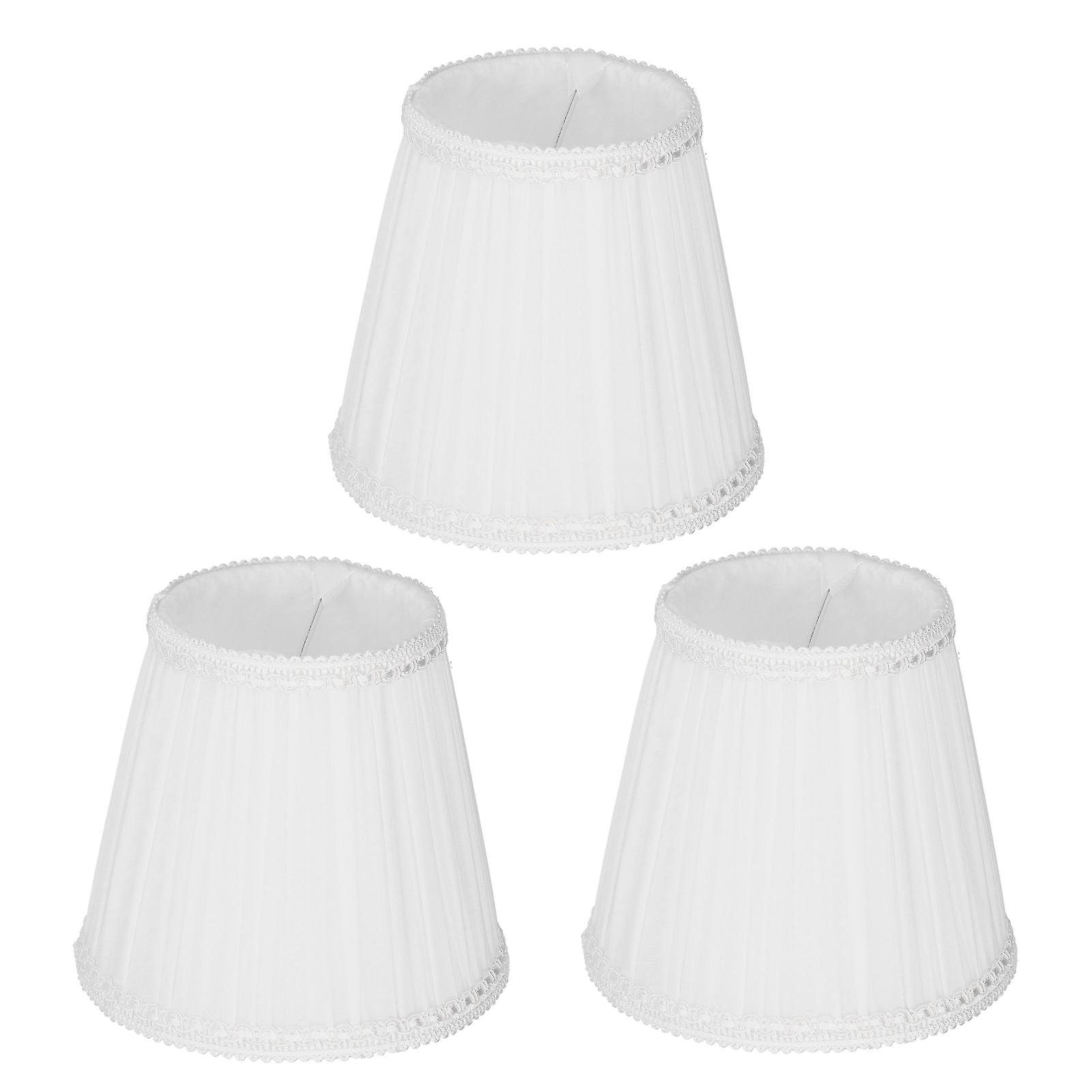 3pcs E14 Clipon Cloth Lamp Shade Modern Fabric Lampshade Table Light Cover For Candle Chandelierwhite