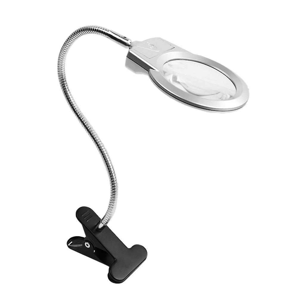 Pro Flexible Hands Free Magnifying Glass Desk Lamp Bright Led Lighted Magnifier With Clamp For Reading Cross Stitch No.265305