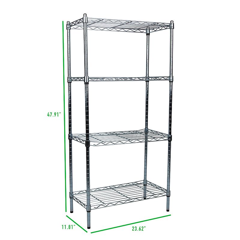 Mind Reader Alloy Collection Adjustable 4-Tier Industrial Storage Shelves