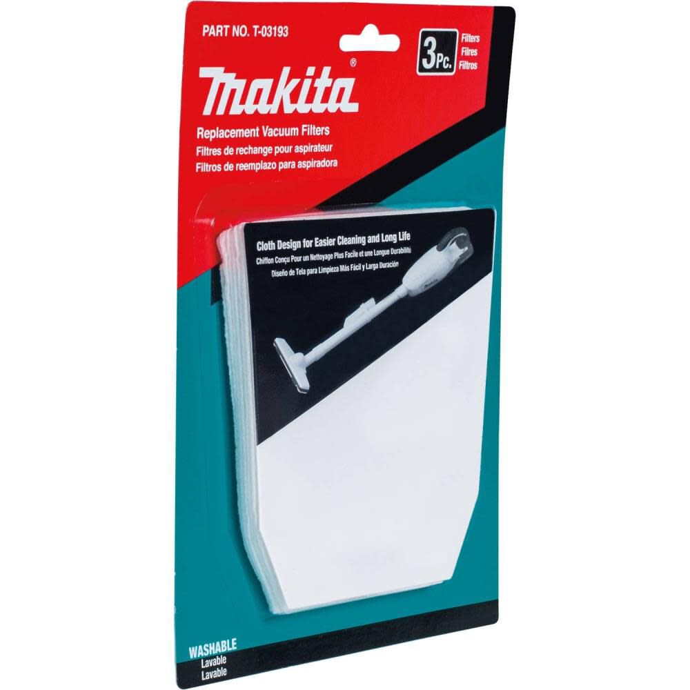 Makita Cloth Vacuum Filter 3/pk T-03193 from Makita