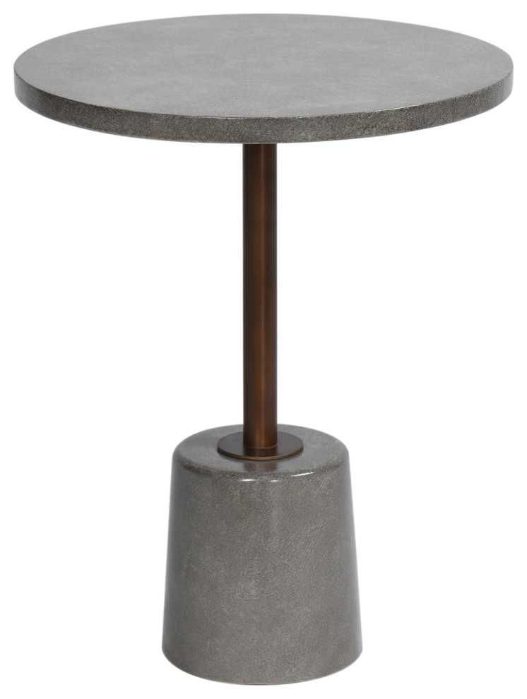 Round Accent Side Table With Concrete Pedestal Base  Gray  Bronze Finish   Industrial   Side Tables And End Tables   by StyleCraft  Houzz