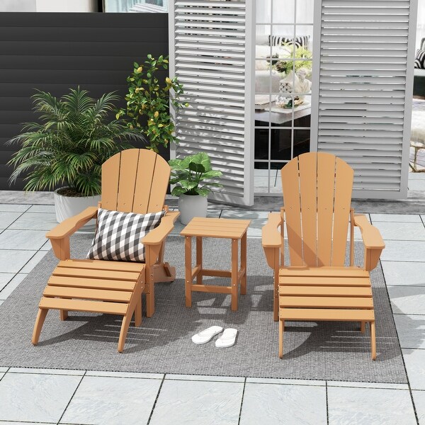 Polytrends Laguna Hdpe All Weather Outdoor Patio Foldable Adirondack Chairs Conversation Set (5Piece Set)