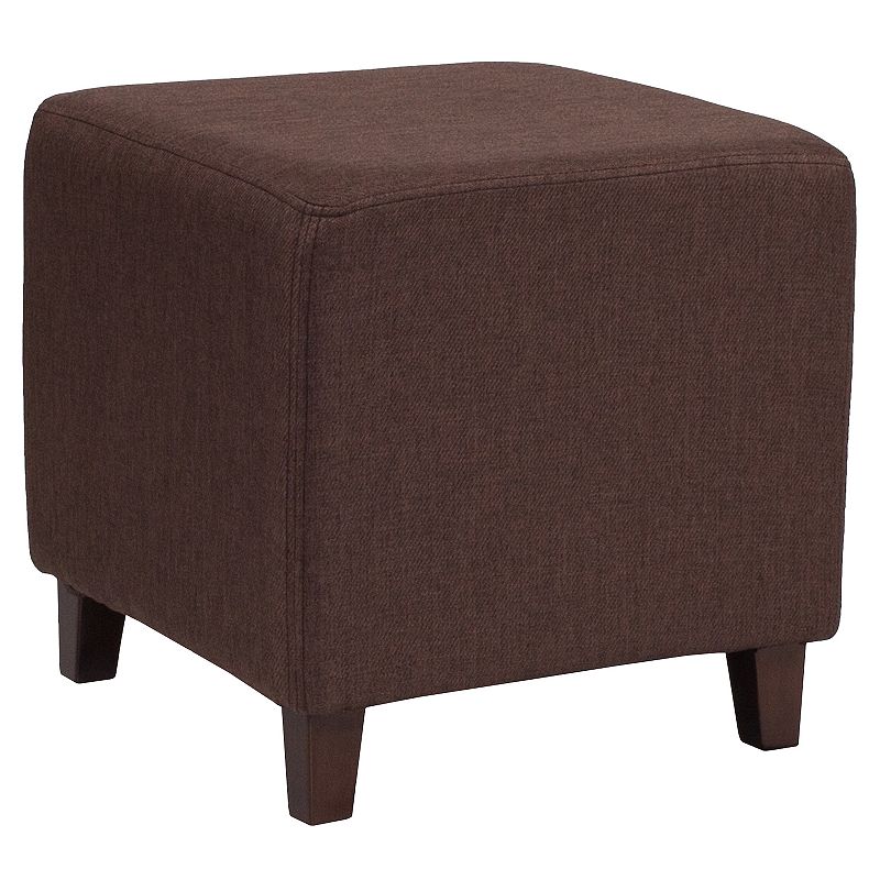 Emma and Oliver Taut Upholstered Cube Ottoman Pouf in Black Fabric