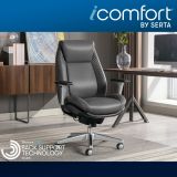 Serta iComfort i6000 Series Ergonomic Bonded Leather High-Back Manager Chair， Gray/Silver