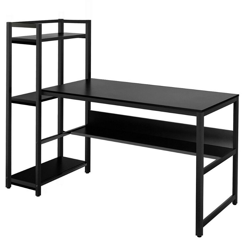 59-Inch Computer Desk Home Office Workstation 4-Tier Storage Shelves