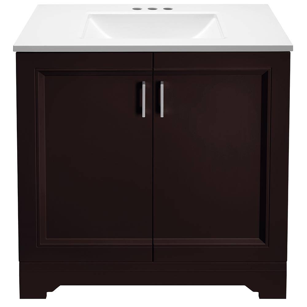 Glacier Bay Willowridge 30.5 in. W Bath Vanity in Carob with Cultured Marble Vanity Top in White with White Sink PPAVLCAB30