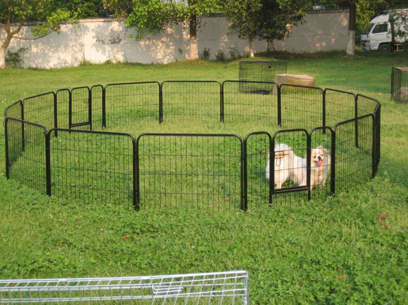 Dog Playpen 8 Panel Foldable Dog Pen Indoor/Outdoor Puppy Pen Pet Playpen for Large Dogs Heavy Duty Metal Exercise Fence for Small Animals with Door for Garden Play Yard 23.6 Black