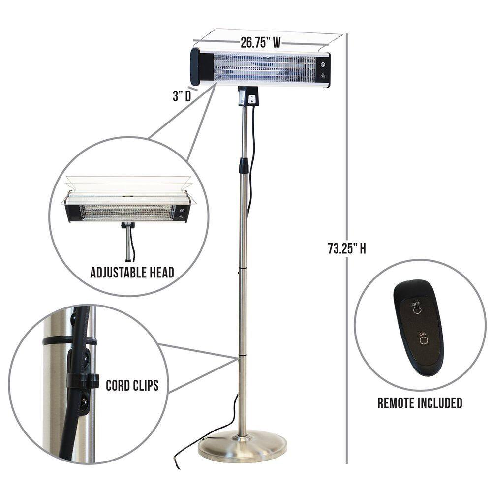 Patio Premier 120-Watt Adjustable Height Standing Electric Patio Heater with Remote 141010