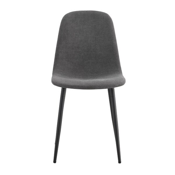 Set of 4 Dining Chairs with Soft Linen Fabric Cover Cushion Seat and Black Metal Legs