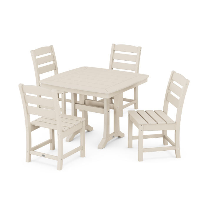 Polywood Lakeside Side Chair 5-Piece Dining Set with Trestle Legs PWS974-1