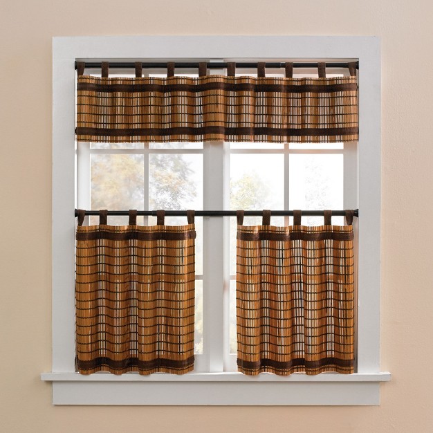 Brylanehome Bamboo Tab top Tier Set Window Curtain