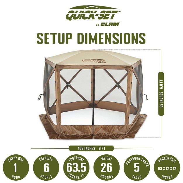 Clam Quick set Pavilion Portable Pop up Outdoor Camping Gazebo Screen Tent Sided Canopy Shelter With Ground Stakes amp Carry Bag