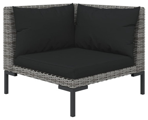 vidaXL Patio Lounge Set Outdoor Sectional Sofa 3 Piece Poly Rattan Dark Gray   Tropical   Outdoor Lounge Sets   by vidaXL LLC  Houzz