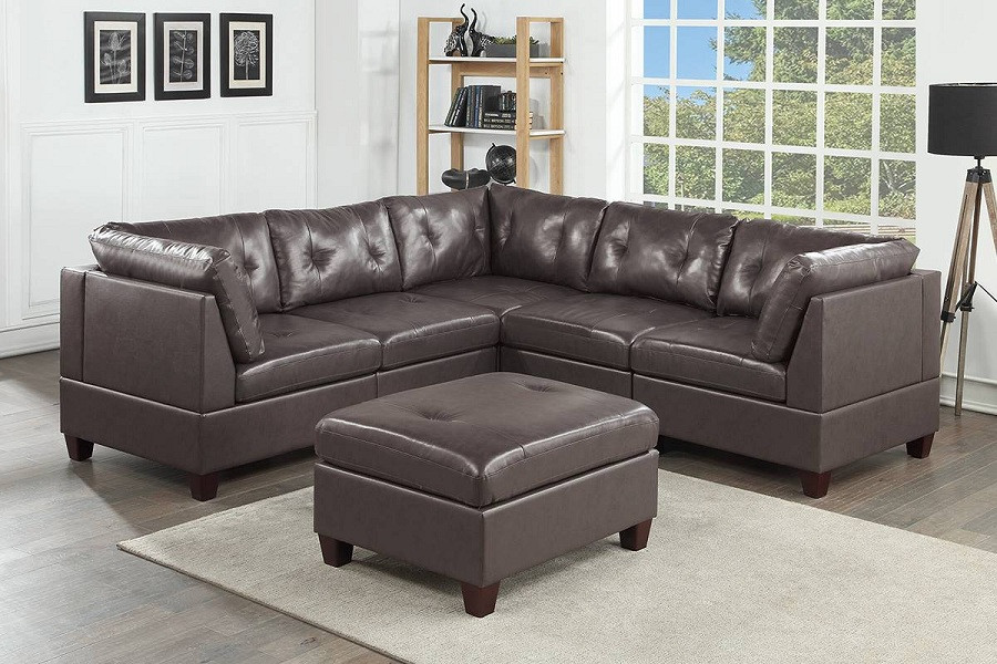 Altea 6 Piece V Shape Modular Sectional With ottoman  Dark Coffee   Contemporary   Sectional Sofas   by Hollywood Decor  Houzz