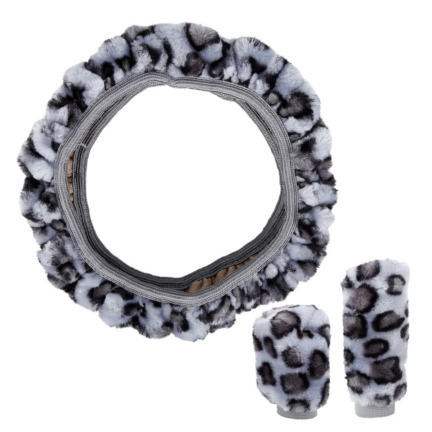 Unique Bargains Elastic Leopard Pattern Car Steering Wheel Cover With Handbrake Cover Gear Shift Cover Set Universal