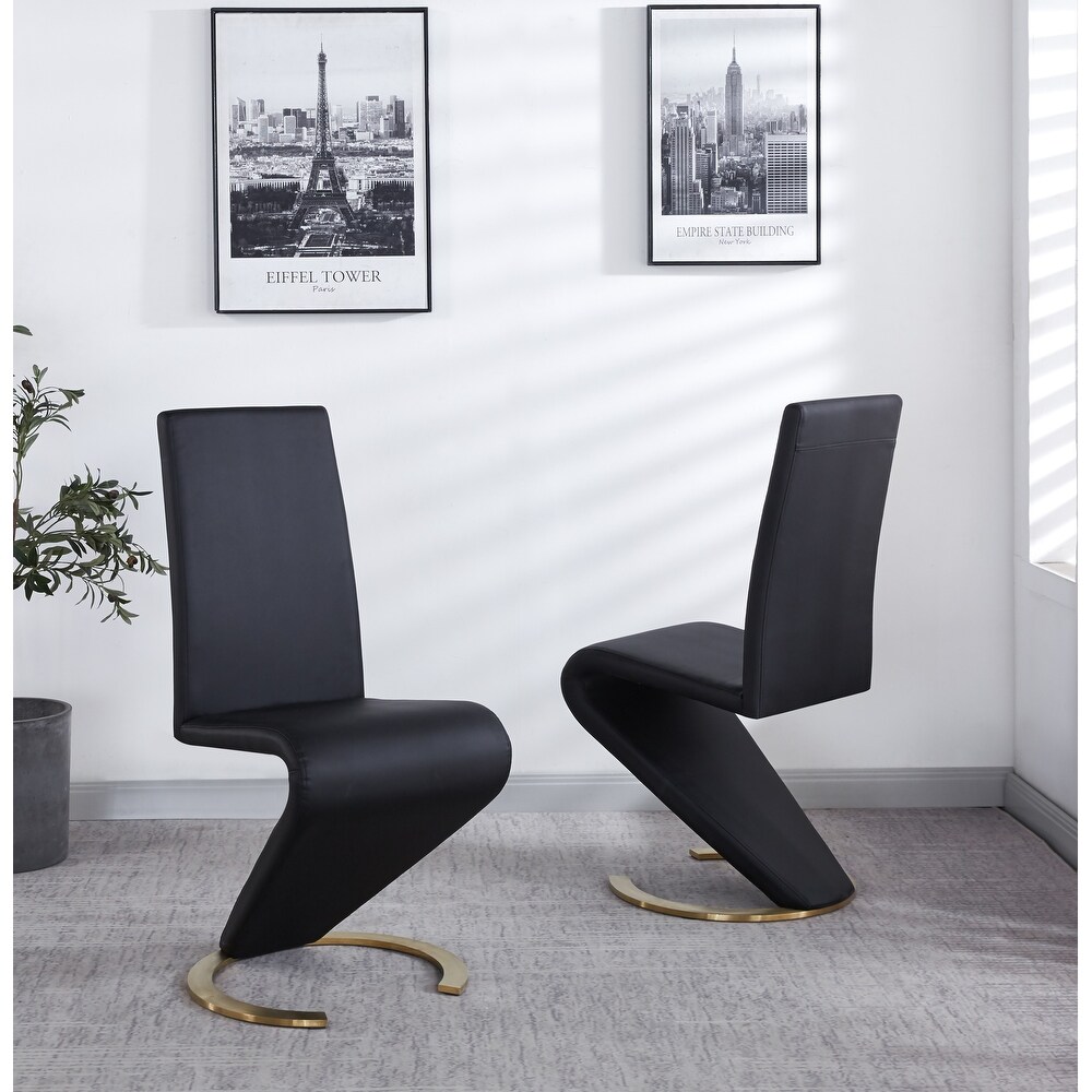 Set of 2 Leatherette Armless Dining Chair with Metal Legs