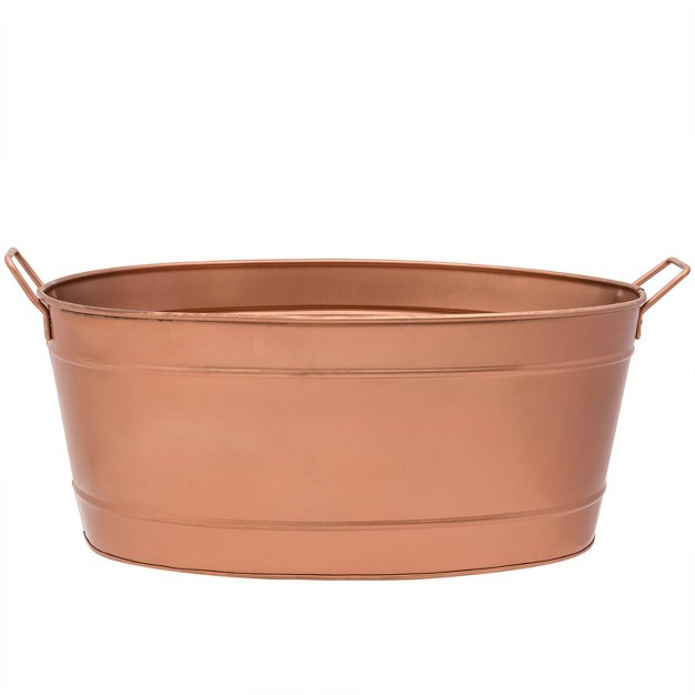 Oval Galvanized Tub With Side Handles Copper Plated Achla Designs