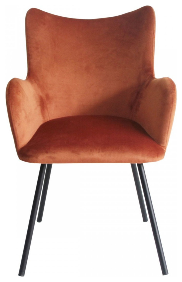 Rust Orange Curvy Velvet and Black Modern Dining Chair   Midcentury   Dining Chairs   by HomeRoots  Houzz