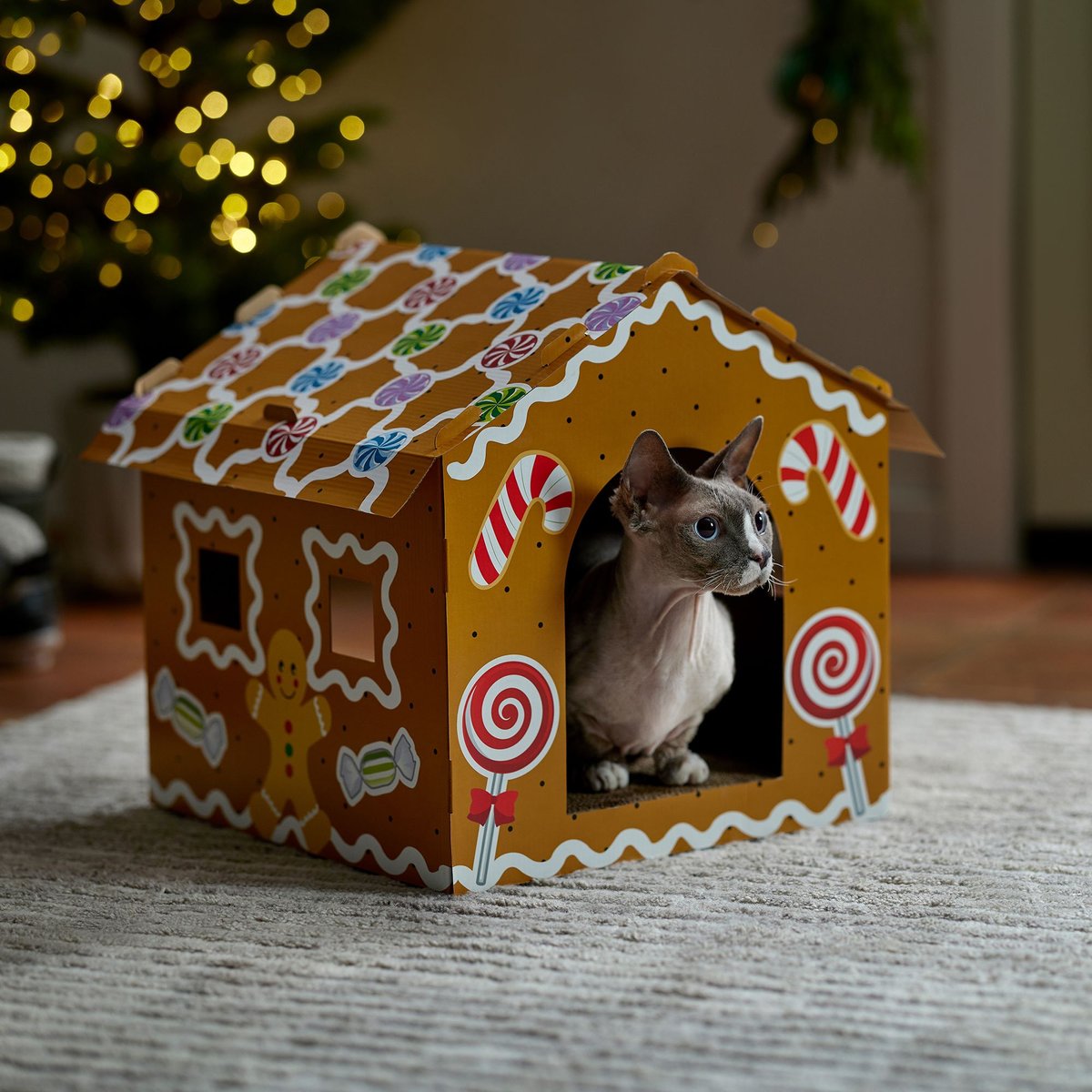 Frisco Holiday Gingerbread House Cardboard Cat House Cat Toy