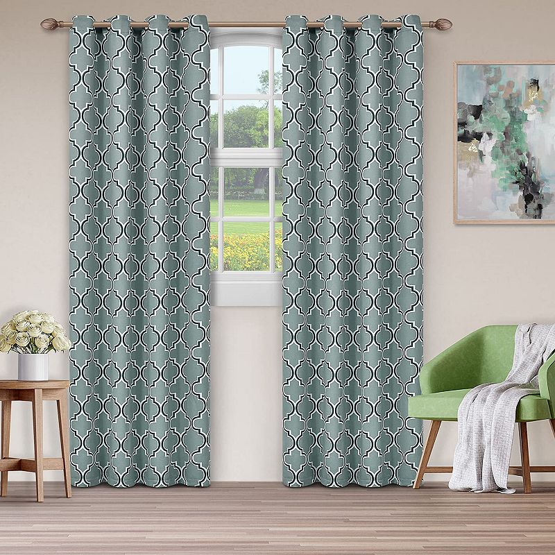 Superior Bohemian Trellis Set of 2 Printed Blackout Grommet Window Curtain Panels