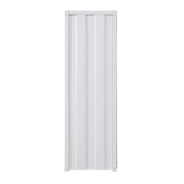 Industrial Metal Cargo Wardrobe with 1 Metal Shelves， Top w/Hanging Clothes Rod， White - - 37891383