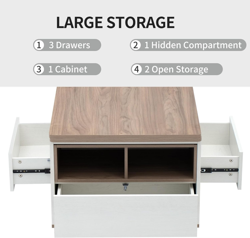 Modern Coffee Table  Lift Top  amp3 Drawers for Extra Storage Space   Modern   Coffee Tables   by Decor Love  Houzz