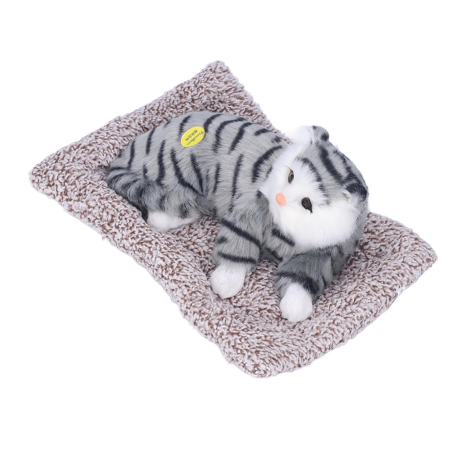 Cat Ornament Simulation Design Vivid Cute Plush Lying Cat With Activated Carbon For Car Home Decorationblue Print