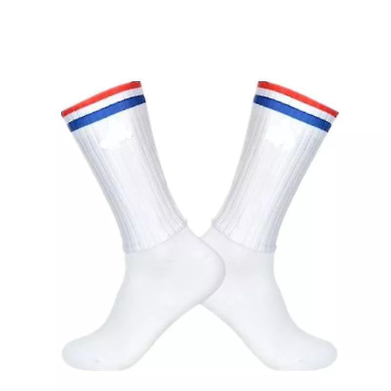 Anti Slip Silicone Summer Aero Socks Whiteline Cycling Socks Men Bicycle Sport Running Bike Socks Calcetines Ciclismo