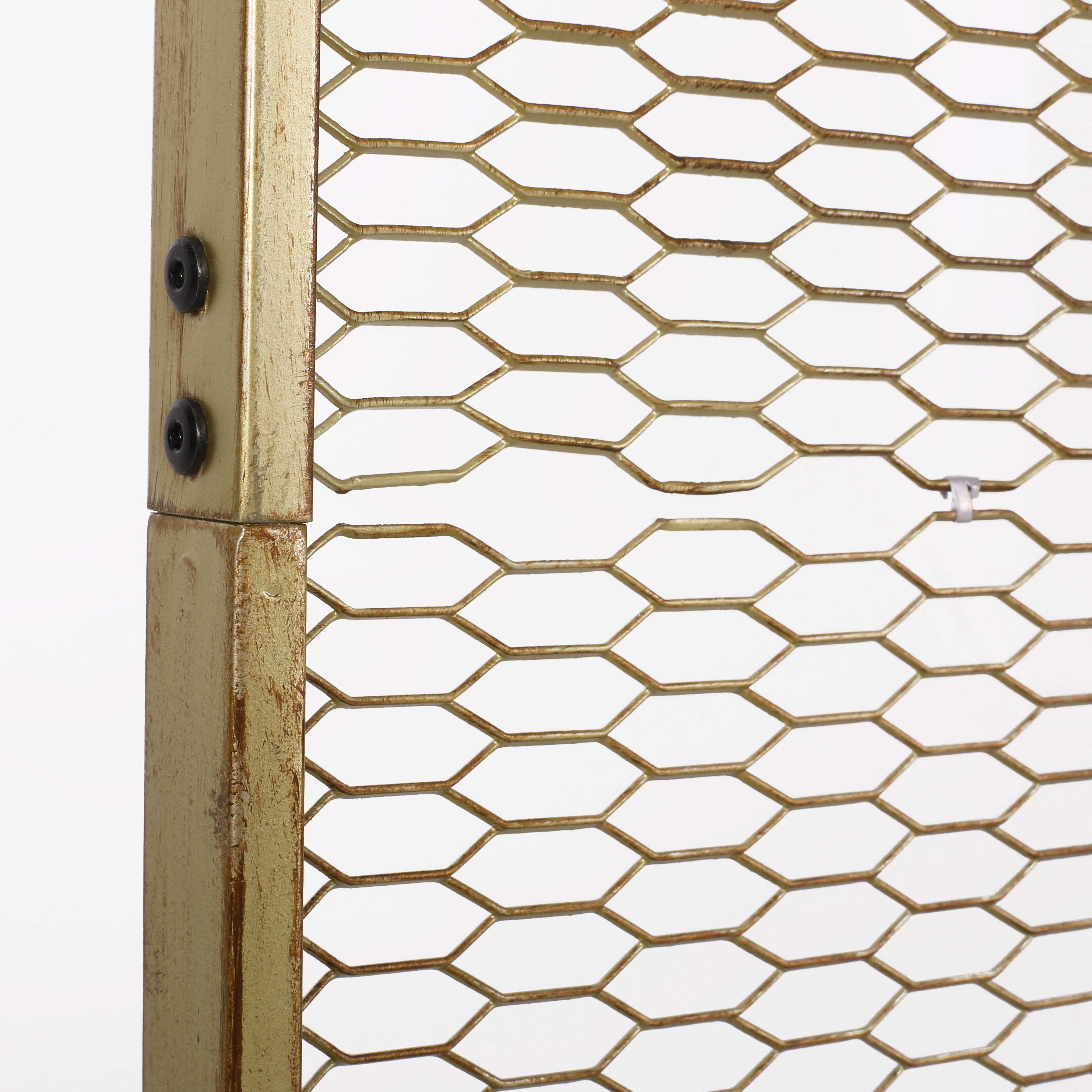 Jessamine Modern Mesh Room Divider, Gold Brushed Brown and Black