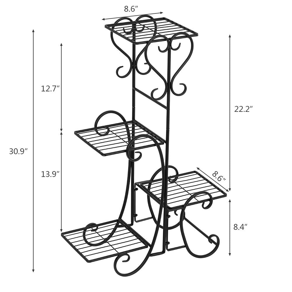 Artisasset 4-Layer Square Panel Metal Flower Pot Rack Holder