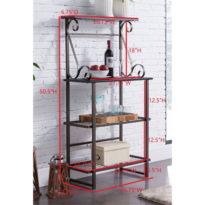 Pilaster Designs Solitude 4-tier Metal Freestanding Kitchen Baker Rack in Pewter