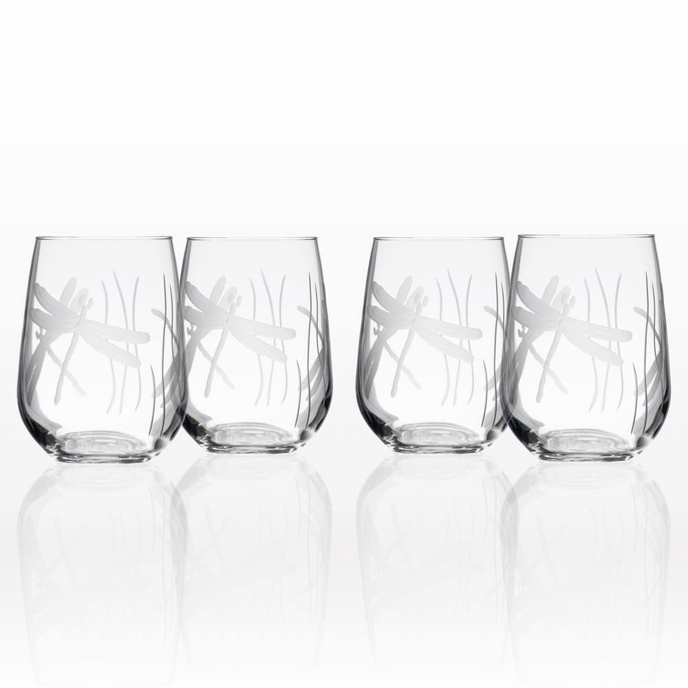 Rolf Glass Dragonfly 17 oz. Clear Stemless Wine Glass (Set of 4) 206332-S4