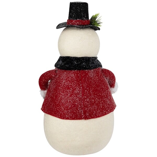 Glittered Snowman with Vest and Bow Tie Christmas Figure