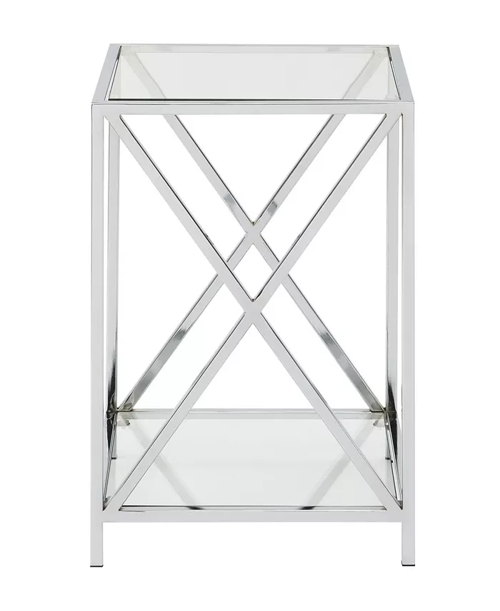 Convenience Concepts Oxford Chrome End Table with Shelf