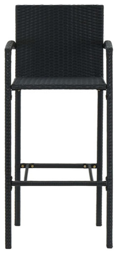 vidaXL Patio Bar Set with Armrest 5 Piece Poly Rattan Black Bistro Dining   Tropical   Outdoor Pub And Bistro Sets   by vidaXL LLC  Houzz